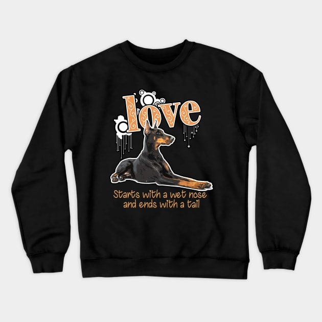 Dobie Mom print Funny Gift for Doberman Dog Mom Crewneck Sweatshirt by theodoros20